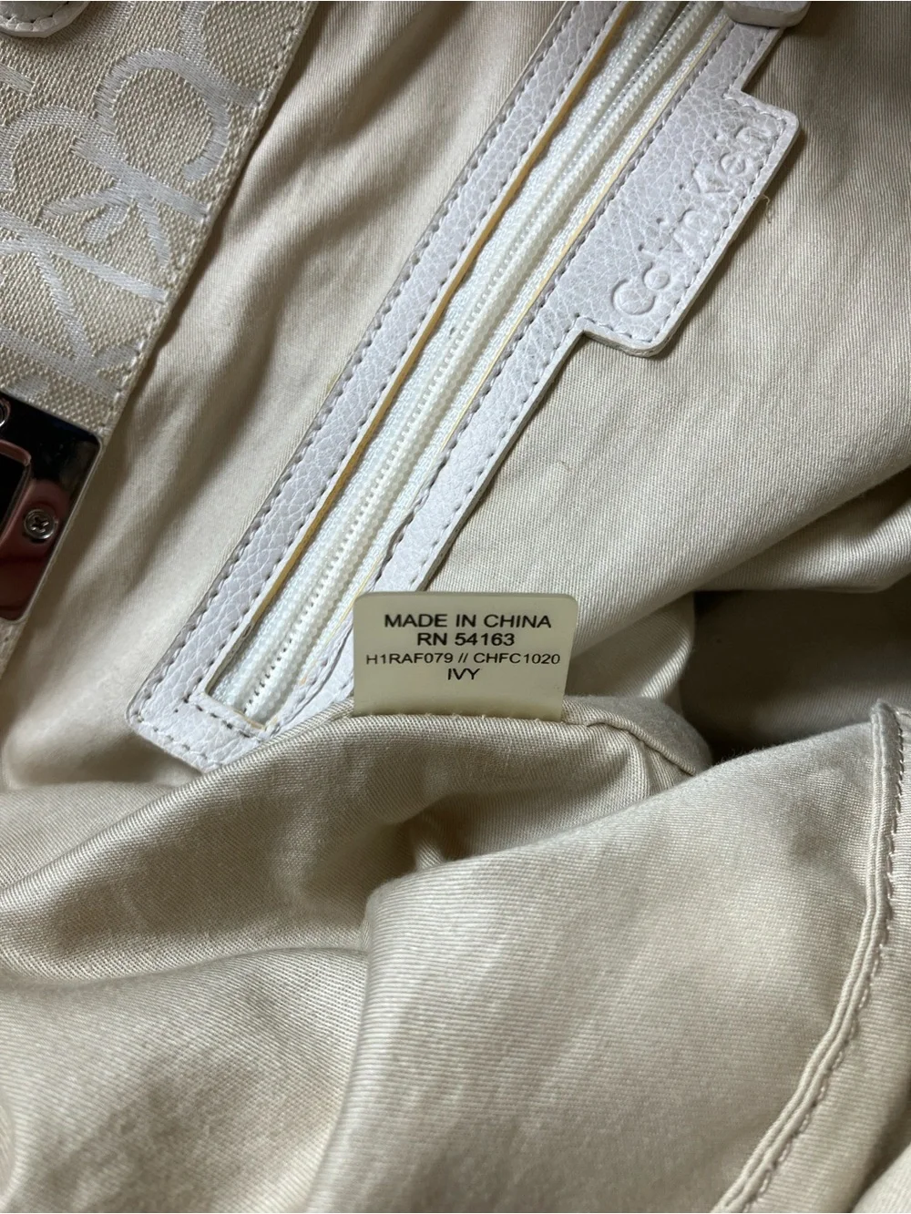 Calvin Klein Ivory Monogram Signature Tote